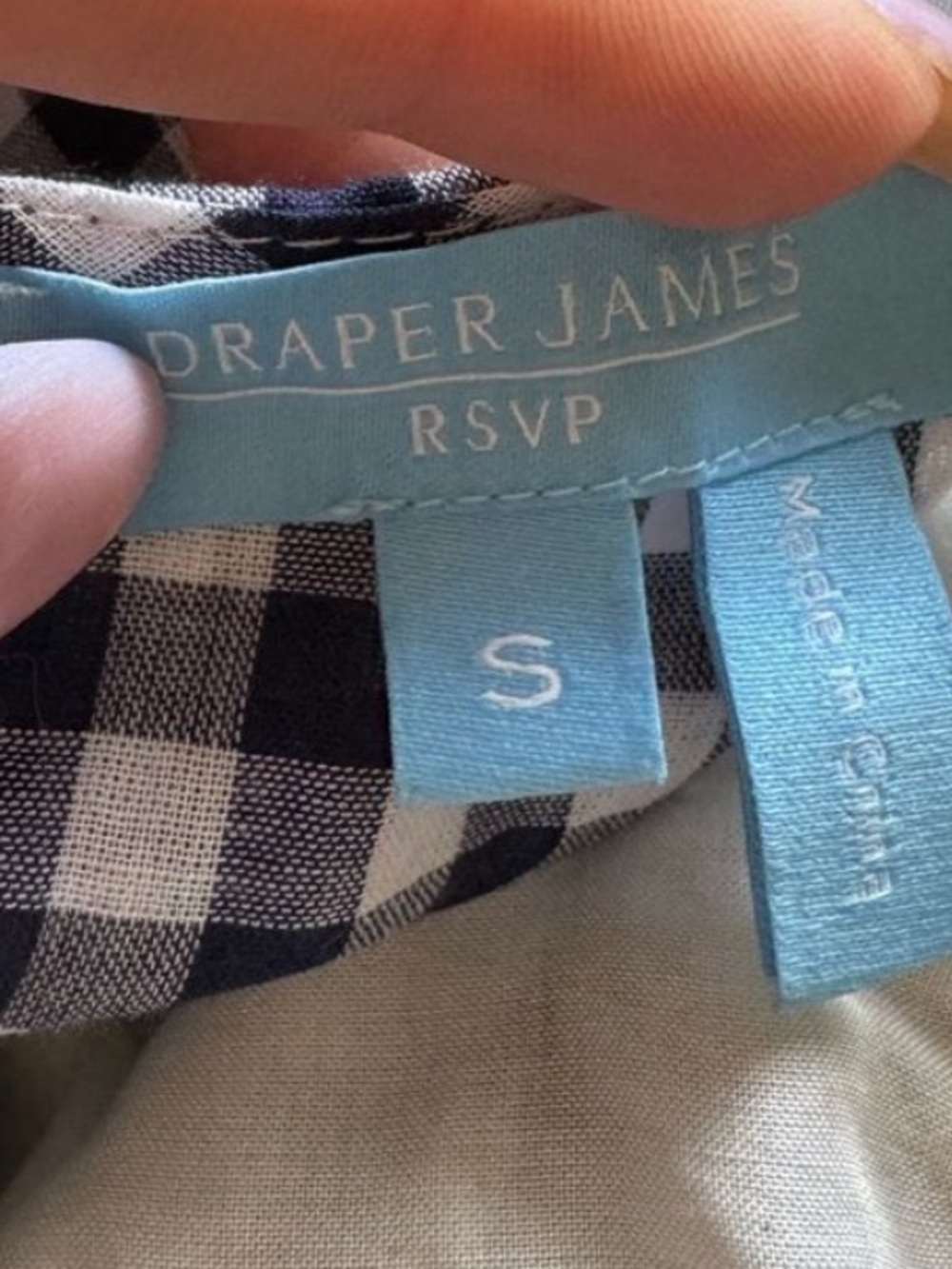 Draper James sz Small Navy White Gingham Check Maxi Dress sundress cotton summer - Picture 4 of 9